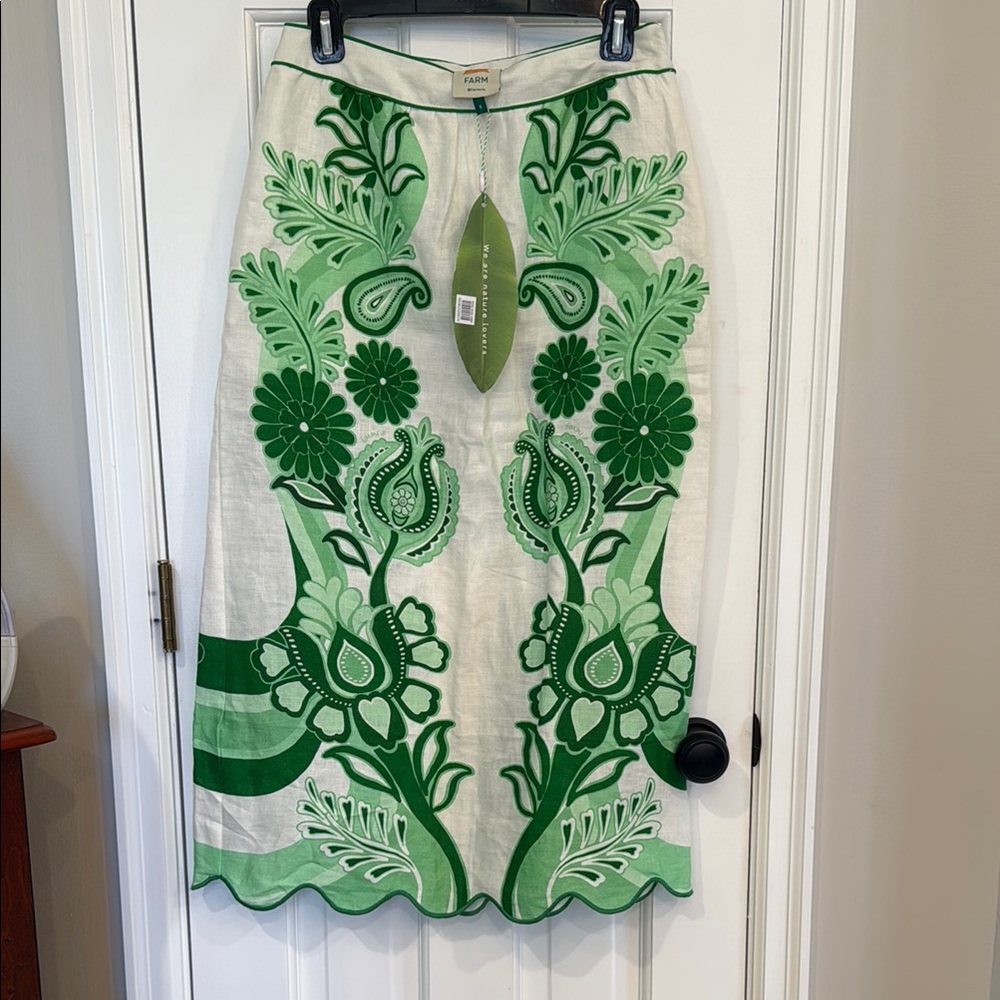 Floral Green and Cream Skirt